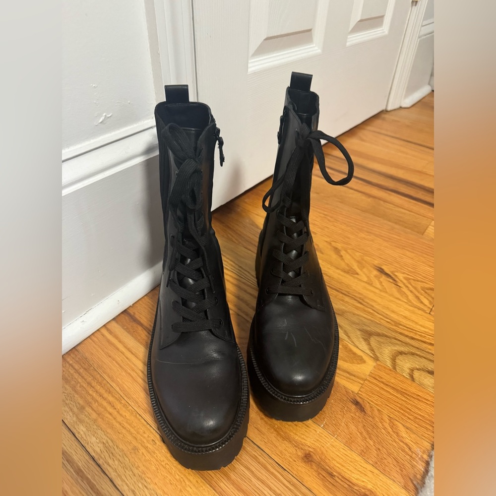 Sam Edelman Evina Combat Boot Black Leather 10 Medium